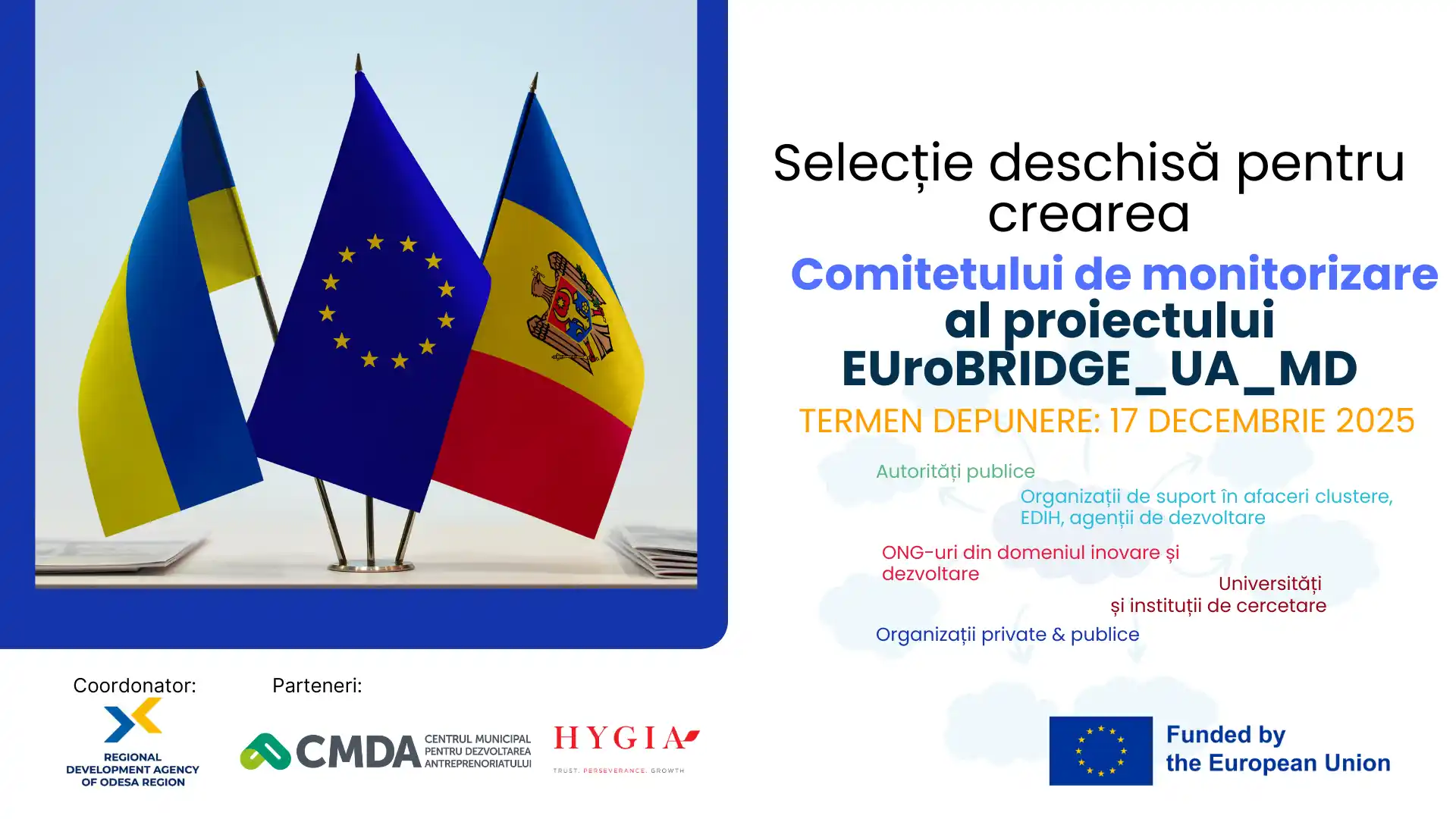 Selecție deschisă pentru crearea Comitetului de monitorizare al proiectului EUroBRIDGE